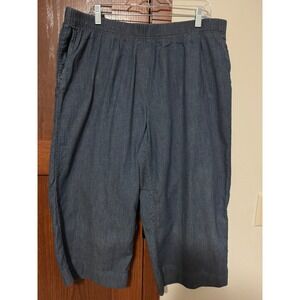 Pure Jill Indigo Womens XL Petite Blue Elastic Waist Cropped Capri Pants Denim